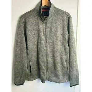 EUC J. Peterman Gray Full Zip Sweater Men’s XL Black Trim on Sleeves and Collar